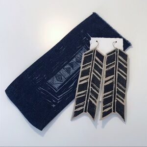 NWT Vintage Cold Picnic Printed Suede Earrings